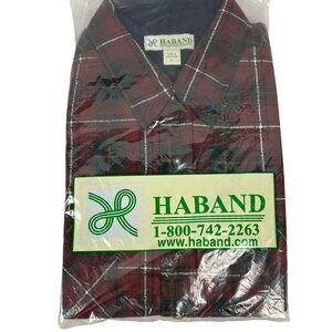 Haband Mens Red & Green Plaid Long-Sleeve Button Down Shirt Size L